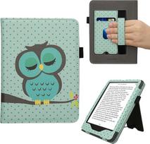 kwmobile Flip Cover kompatibel mit Amazon Kindle Paperwhite (12. Gen 2024) / Kindle Colorsoft - Dangtelis su rankų uždangalu ir rankenėle Türkis Braun Mintgrün