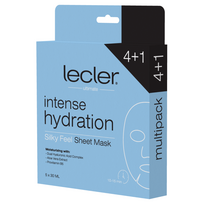 LECLER INTENSE HYDRATION 4+1, drėkinančių lakštinių veido kaukių komplektas, 5 vnt.