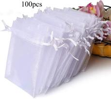 100pcs/lot Organza Drawstring Bags 7x9 9x12 13x18 15x20  Small Gift Pouches for Wedding Jewelry Party Decoration Packaging 5cmx7cm&100pcs balta