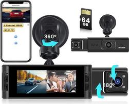 "Inefala WiFi DashCam" su 64GB SD kortele, automobilio priekinė priekinė belaidė G jutiklis, automobilio kamera FHD 1080P su integruotu WLAN / programėle, įrašymas kilpa, judesio aptikimas, ekspozicijos reguliavimas
