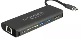 DeLOCK 87721 kompiuterių dokas / jungčių replikatorius USB 3.2 Gen 1 (3.1 Gen 1) Type-A Juoda