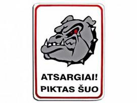 Informacinė lentelė "Atsargiai piktas šuo" 180mm x 120mm