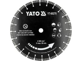 Pjovimo diskas YATO YT-60270 350 mm, 4300 min⁻¹, 80 m/s, 25.4 mm, 3.2 mm, 12 mm, plienas 65Mn, sausas/šlapias pjovimas