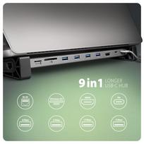 Axagon HMC-10HLS, USB 5Gbps hub, 4x USB-A, HDMI 4K/60Hz, RJ-45, SD/microSD, PD 100W, 25cm USB-C cable