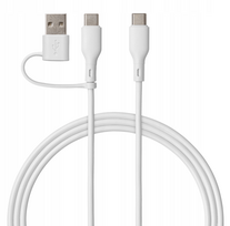 Qualo QRC-CC+A-00 Cable 2in1 USB-C – USB-C / USB-A adapter / 1.5m / white