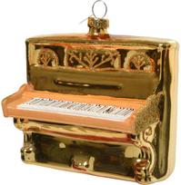 Kalėdinis žaisliukas Piano, stiklinis, su blizgučiais