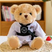 Taekwondo meškiuko pliušinis žaislas meškiuko lėlė kūrybinga lėlė su drabužiais žaidimų automato dovana 25cm