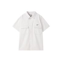 Nike Vienos Spalvos Logotipo Kišeninė Mygtukais Užsegama Trumpomis Rankovėmis Striukė Vyriška Striukė Balta DX3341-030 L