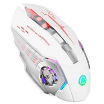 2.4G USB belaidė Bluetooth pelė Ergonomiška tyli biuro pelė 1600 DPI LED žaidimų pelė Įkraunama E-Sports foninio apšvietimo pelė, skirta nešiojamam kompiuteriui