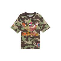 Adidas Originals X Jeremy Scott Kolaboracija Animacinis Kamufliažas Didelio Dydžio Marškinėliai Vyrams Viršūnės Karinė Žalia H53374 L