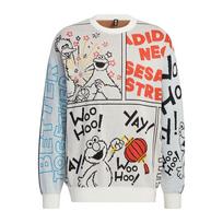 Adidas x Sezamo gatvė Animacinis raidžių raštas Apvalus kaklas Megztas megztinis Unisex Viršutiniai drabužiai Smėlio spalvos HD7294 L gray