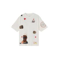 Jordan X Maison Chateau Rouge Bendras Derliaus Krepšinio Veikėjo Animacinis Spaudinys Trumpomis Rankovėmis Marškinėliai Vyriški Viršutiniai Drabužiai Burlaivio Baltumo DJ9767-133 XS