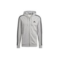 Adidas Essentials Fleece su trimis juostelėmis ir užtrauktuku vyriškas džemperis su gobtuvu Pilkas GK9034 XL