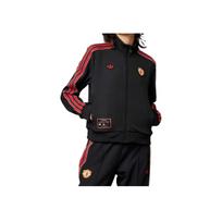 Adidas Manchester United SS25 Šoninė juostelė Stovintis apykaklė Užtrauktukas Futbolo marškinėliai Moteriški viršutiniai drabužiai Juoda JF0360 XS