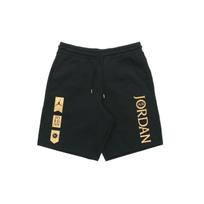 Jordan Fleece-Auksinis spaudinys Medvilninės sportinės kelnaitės Vyriškos apatinės dalys Juodos AV0693-010 S