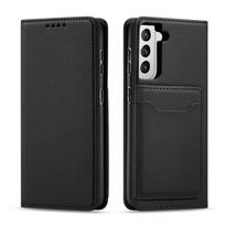 Magnetinė Kortelės Dėklas Samsung Galaxy S22 + (S22 Plus) Kišeninis Piniginės Kortelių Laikiklis Juodas