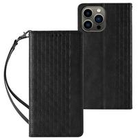 Magnetinis dirželis – dėklas iPhone 13 Pro, piniginė + mini virvelė juoda