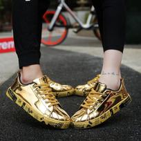 Nauji Auksinio Blizgučio Sportbačiai Porai Atsitiktiniai Basakojai Vyriški Hip-hop Gatvės Apranga Riedlentės Batai Moteriški Plokščiapadžiai Dizainerių Avalynė 36