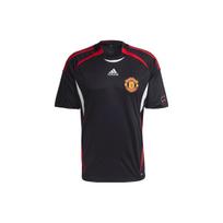 Adidas Manchester United Striped Logo Crew Neck T-Shirt Men Tops Black H13905 S