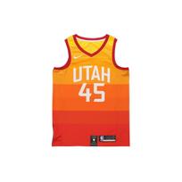 „Nike“ NBA „City Edition Swingman“ marškinėliai, 2019–2020 m. sezonas, Jutos „Jazz“, Donovanas Mitchellas. Ne.. 45, Drėgmę sugerianti krepšinio liemenė vyrams, oranžinė AJ4648-728 S