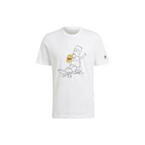 Adidas Originals Trefoil X Simpsonai Animacinis Spaudinys Apvalus Kaklas Trumpomis Rankovėmis Marškinėliai Vyriški Viršutiniai Drabužiai Balti HA5811 L