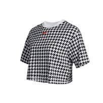Nike Sportswear Icon Clash Herringbone Trumpomis Rankovėmis Cropped Marškinėliai Moteriški Viršutiniai Drabužiai Juodi DD5034-100 S