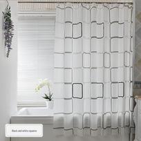 Modernus minimalistinis kvadratinis spaudinys atsparus vandeniui dušo užuolaida W0.8m x H1.8m white