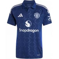 Adidas Manchester United SS24 Mados Logotipo Polo Trumpomis Rankovėmis Išvykos Futbolo Marškinėliai Vyriški Viršutiniai Drabužiai Naktinis-Indigo IU1390 S
