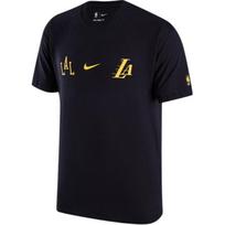 Nike X NBA Los Angeles Lakers Laiski Laisvalaikio Trumpomis Rankovėmis Marškinėliai Vyriški Viršutiniai Drabužiai Juodi FN2007-010 S
