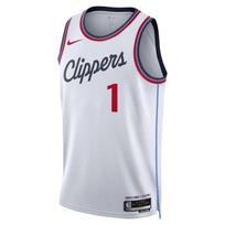 Nike X NBA Bendradarbiavimas Clippers Harden Gerbėjų Edition Raidžių Spaudos Apvalus Kaklas Be Rankovių Krepšinio Džersis Vyriškas džersis Baltas FQ4547-103 2XL