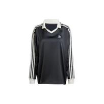 Adidas Dryžuoti Satininiai Ilgomis Rankovėmis Spausdinti Marškinėliai Moteriški Viršutiniai Drabužiai Juodi IR6099 XS