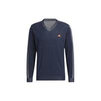Adidas Golfas Trys Juostelės Ilgomis Rankovėmis V-Kaklo Megztinis Vyriškas Megztinis Tamsiai Mėlynas HT0019 XS