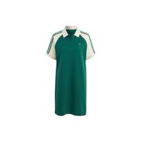 Adidas Originals Vintage Amerikietiška Dryžuota Sportinė Suknelė su Polo Apykakle Trumpomis Rankovėmis Moteriška Suknelė Tamsiai Žalia IC5225 XXS