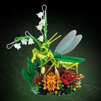 Insect Flower Building Blocks Bee Ladybug Mantis Potted Model Bricks Creative Desktop Ornaments DIY Toys For Kids Birthday Gifts mantio spalva