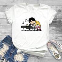 Grafinis marškinėlis Mielas marškinėlis su pianinu Humoras Hipsterio viršus Freddie Mercury Groja pianinu Juokingi estetiniai drabužiai 4XL