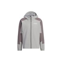 Adidas Wind.Rdy Softshell striukė su gobtuvu Spalvų blokų logotipas Sportinė lauko striukė Vyriška striukė Ledo pilka IP0732 XXL