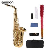ammoon Eb Alto saksofonas žalvaris, lakuotas auksinis E Flat Sax 802 klavišų tipas medinis pučiamasis instrumentas su brown