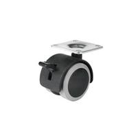 Ratukas gumuotas su stabdžiu H-70mm Ø50mm juodas