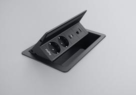 Rozečių blokas FlipUpPush 2xSchuko, 1xUSB A, 1xUSB C, 1xRj45, 1xHDMI juodas