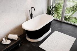 Vonia Besco Ziva Black&White Matt, 160 x 75 cm, su klik-klak chrome valomu iš viršaus