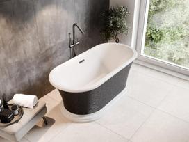 Vonia Besco Ziva Glam Graphite, 160 x 75 cm, su sifonu su persipylimu slim gun metal