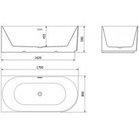 Vonia Mexen Gia, kairinė, 170 x 80 cm, Black matt + Brushed gun gray persipylimas