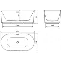 Vonia Mexen Paola, 150 x 75 cm, Black matt + Brushed gun gray persipylimas