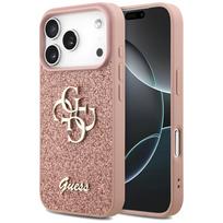 Guess Fiksuotas Blizgus Didelis 4G dėklas iPhone 17 Pro - Rožinė