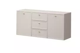 Chest Of Doors Wall Mounted Lorini 150 Cm With 3 Drawers - Cashmere / Gold Handles