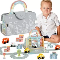 TOOKY TOY Mini miesto nešiojamojo automobilio krepšio rinkinys