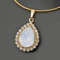 Papuošalų rinkinys moterims DiamondSky Celestial Drop (White Opal) su Swarovski kristalais