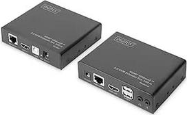 DIGITUS HDMI KVM ilgintuvas - 4k/60Hz - Siųstuvas ir imtuvas - HDBaseT 2.0 - HDMI 1.4 - USB 2.0 - Atstumas iki 100 m - Komutacinis kabelis iš "Cat 6A