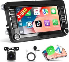[4G+64G] "CarPlay" automobilinis radijas VW/Seat/Skoda/Passat/Golf/Polo, belaidis "Apple CarPlay" ir "Android" automobilinis radijas, 7 colių HD jutiklinis ekranas, 2 DIN "Bluetooth" radijas, GPS/SWC/FM/RDS/USB+AHD galinio vaizdo kamera, mikrofonas