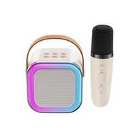 Karaokės rinkinys su "Bluetooth" funkcija ir vienu mikrofonu - kreminis